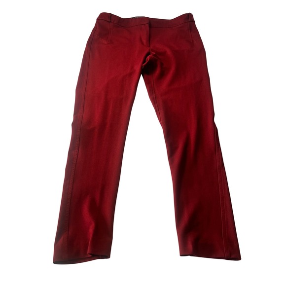 Thalian Pants - Thalian Womens Burgundy Red Slim Fit Ponte Knit Ankle Dress Pants Size 8